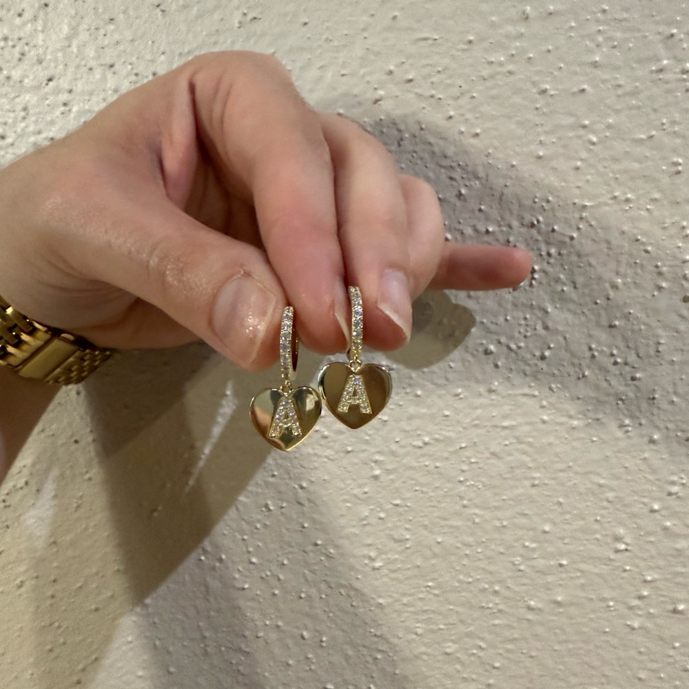 Gold Heart Drop Earrings Minimalist Design
